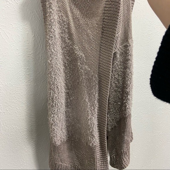 Theory Women's Tan Sleeveless Open Front Draped Cotton Knit Cardigan, M - Picture 3 of 7